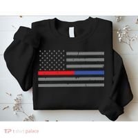 Firefighter Police Flag Thin Red Blue Line Sweatshirt thumb 2