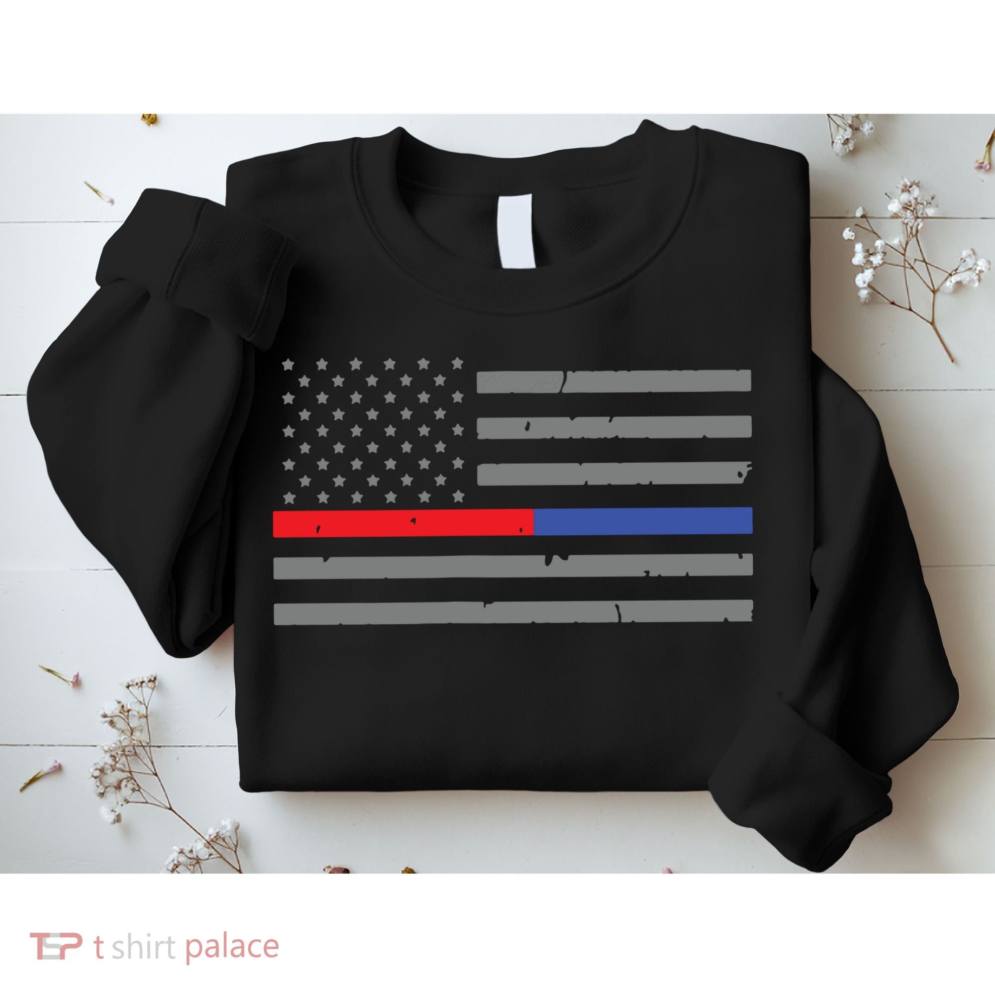 Firefighter Police Flag Thin Red Blue Line Sweatshirt