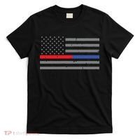Firefighter Police Flag Thin Red Blue Line T-Shirt thumb 0