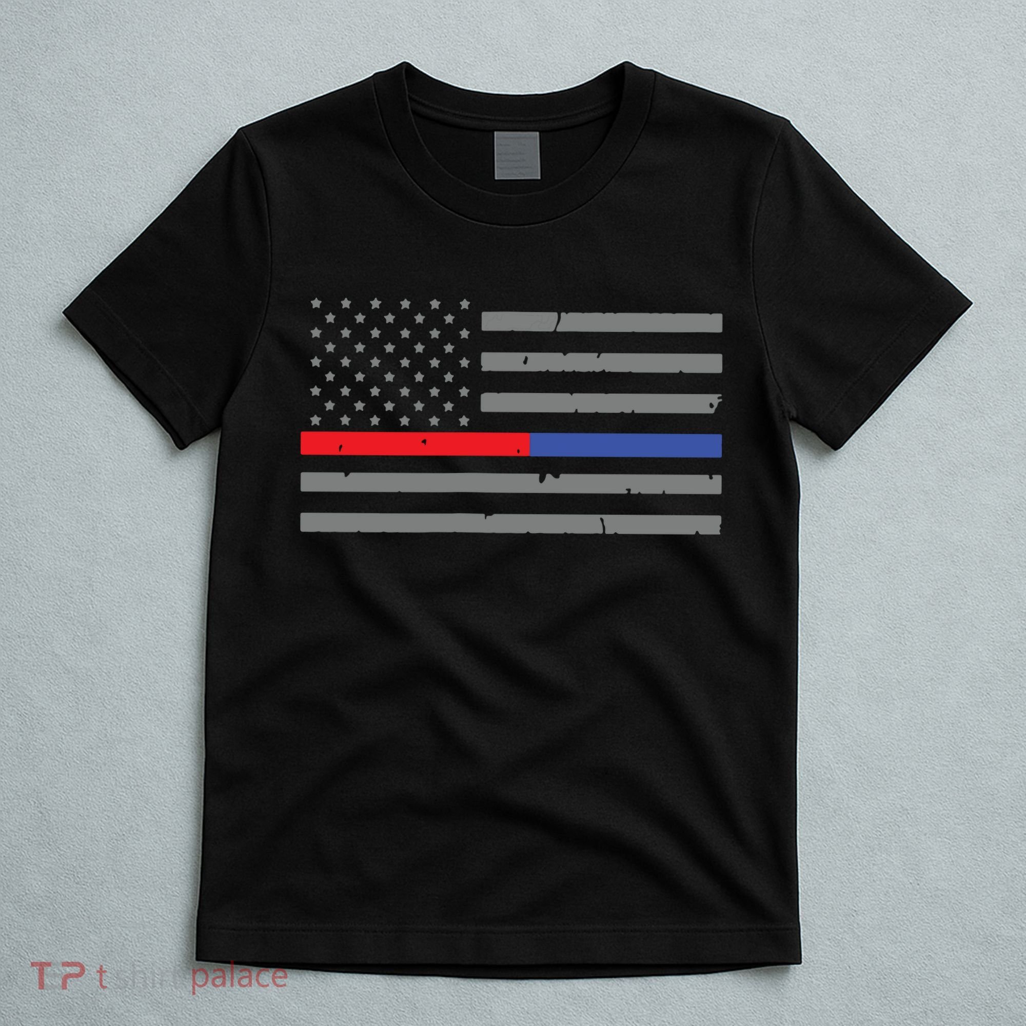 Firefighter Police Flag Thin Red Blue Line T-Shirt