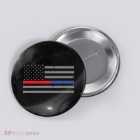 Firefighter Police Flag Thin Red Blue Line Button thumb 0