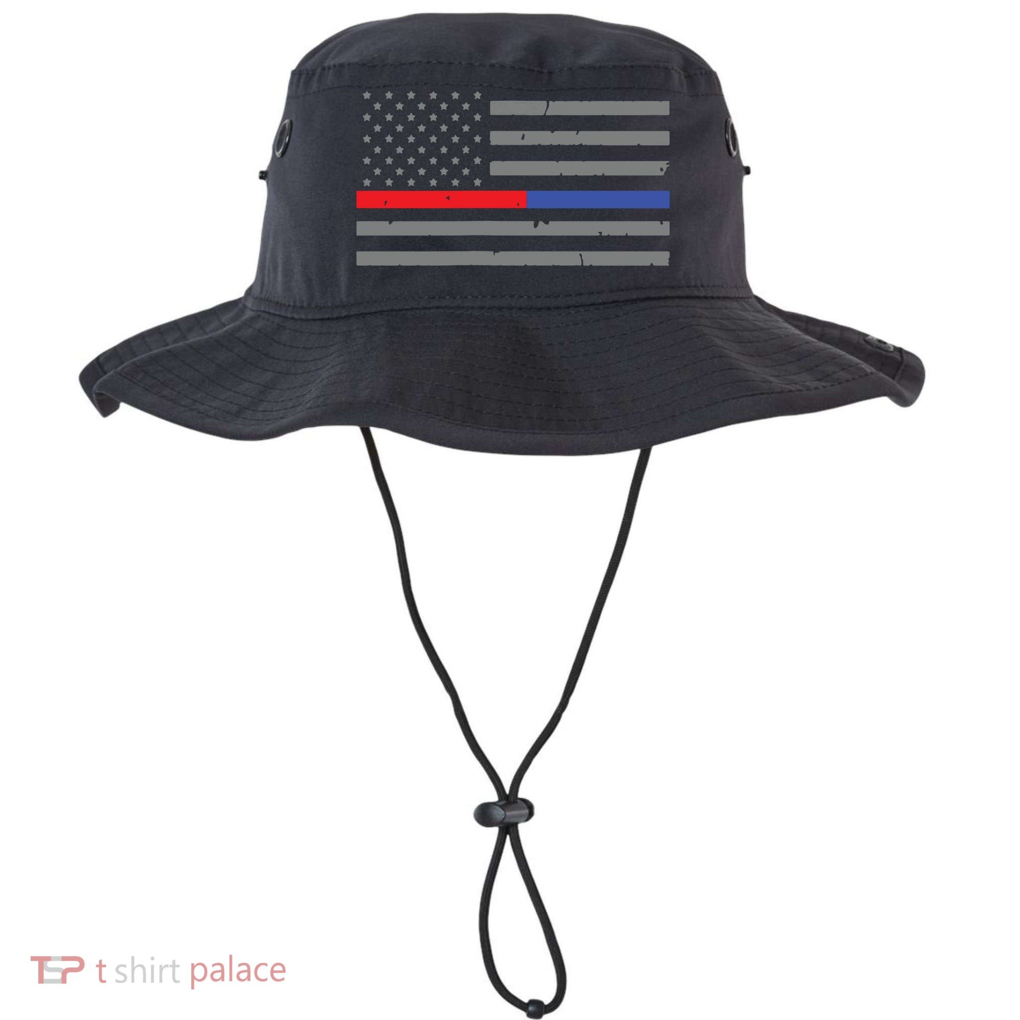 Firefighter Police Flag Thin Red Blue Line Bucket Hat