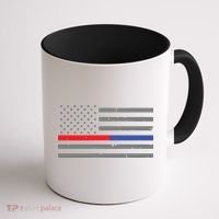 Firefighter Police Flag Thin Red Blue Line Coffee Mug thumb 1