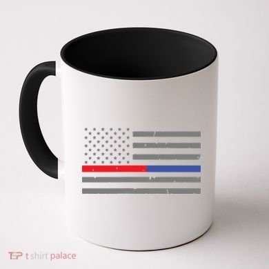 Firefighter Police Flag Thin Red Blue Line Coffee Mug
