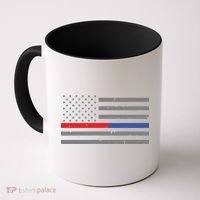 Firefighter Police Flag Thin Red Blue Line Coffee Mug thumb 0