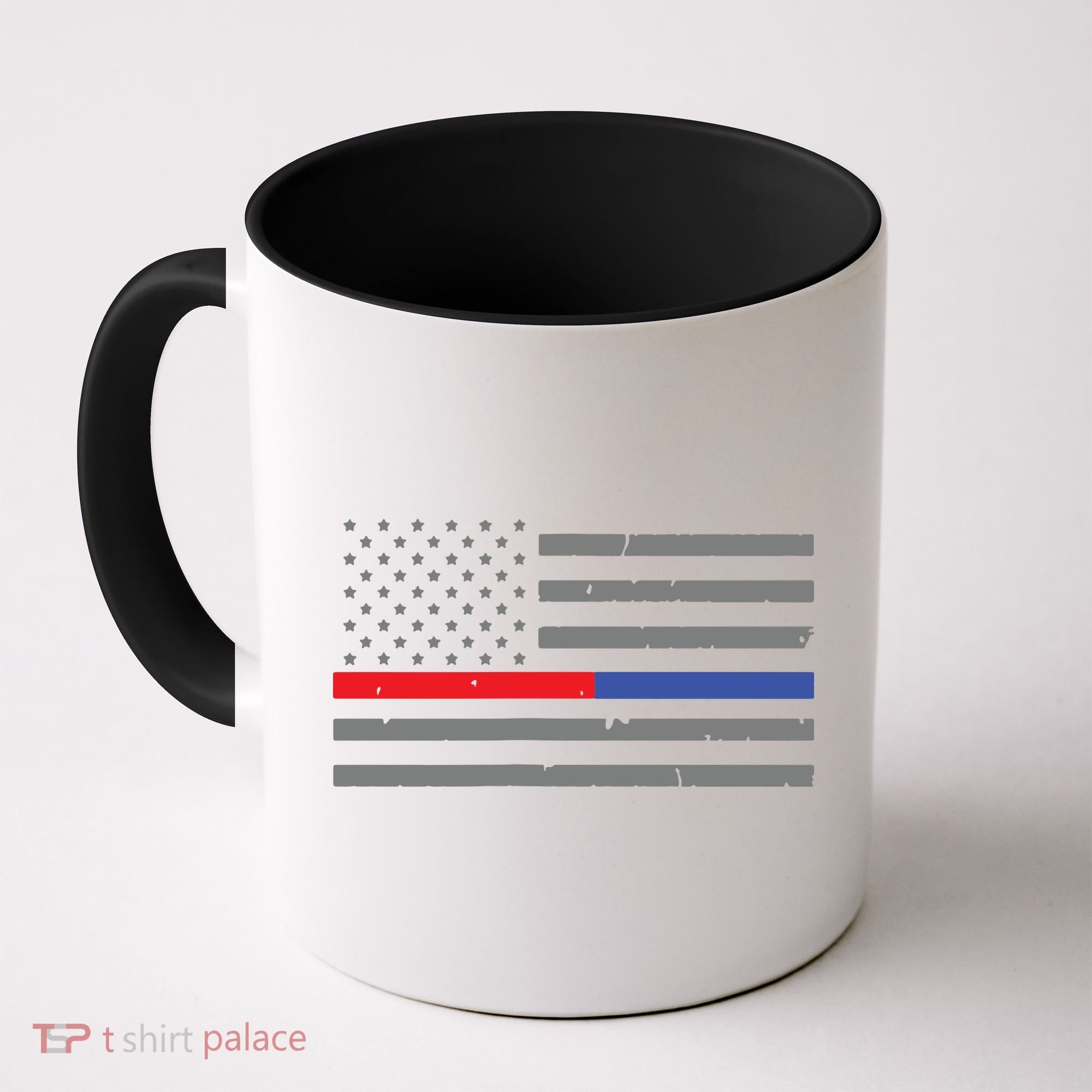 Firefighter Police Flag Thin Red Blue Line Coffee Mug