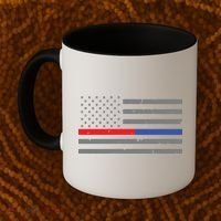 Firefighter Police Flag Thin Red Blue Line Coffee Mug thumb 2