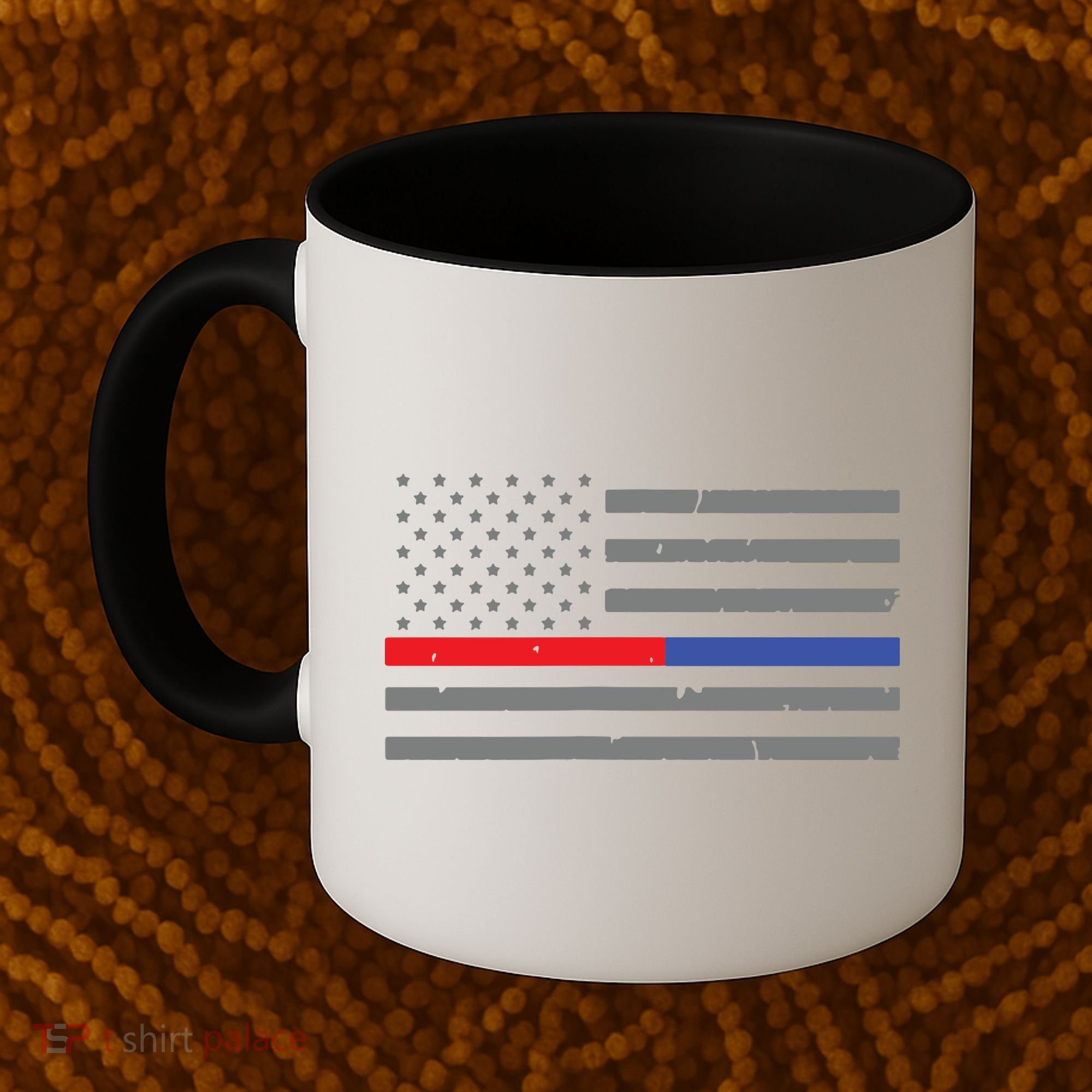 Firefighter Police Flag Thin Red Blue Line Coffee Mug