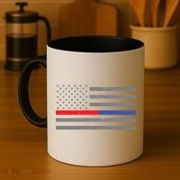 Firefighter Police Flag Thin Red Blue Line Coffee Mug thumb 4