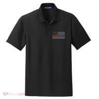 Firefighter Police Flag Thin Red Blue Line Dry Zone Grid Polo thumb 0