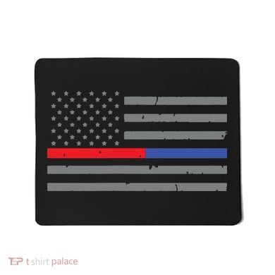 Firefighter Police Flag Thin Red Blue Line Mousepad