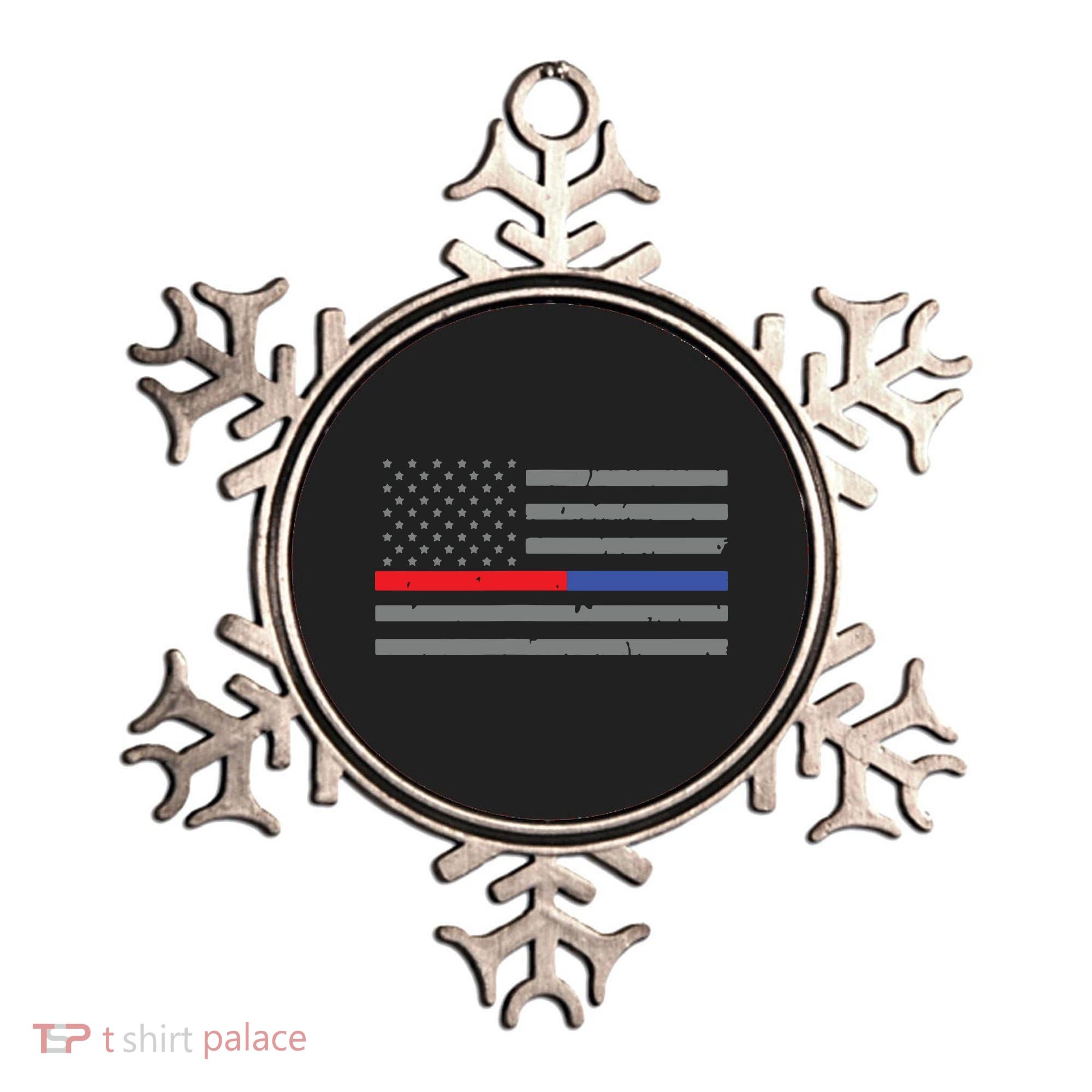Firefighter Police Flag Thin Red Blue Line Ornament