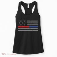 Firefighter Police Flag Thin Red Blue Line Women's Tank Top thumb 0