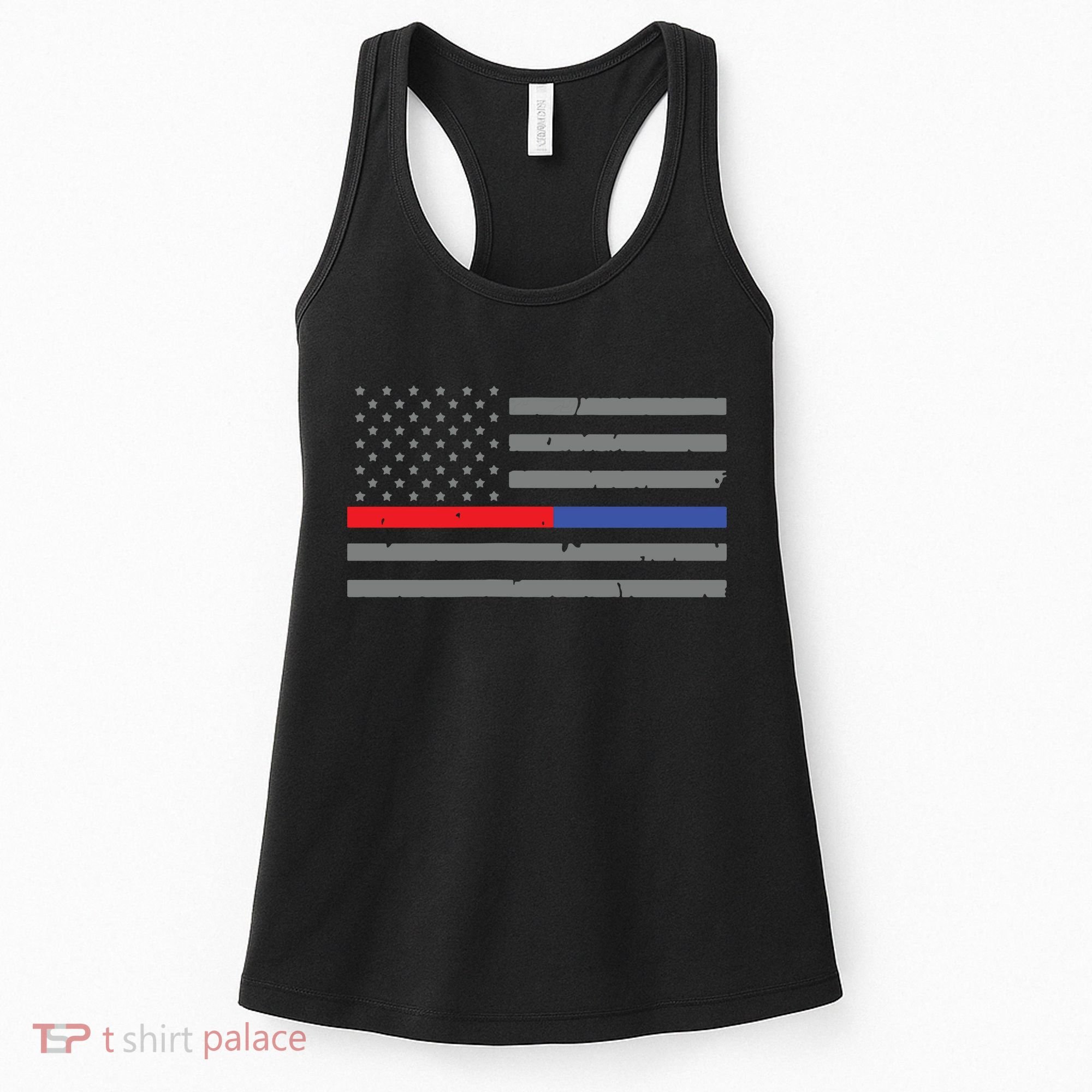 Firefighter Police Flag Thin Red Blue Line Women's Tank Top