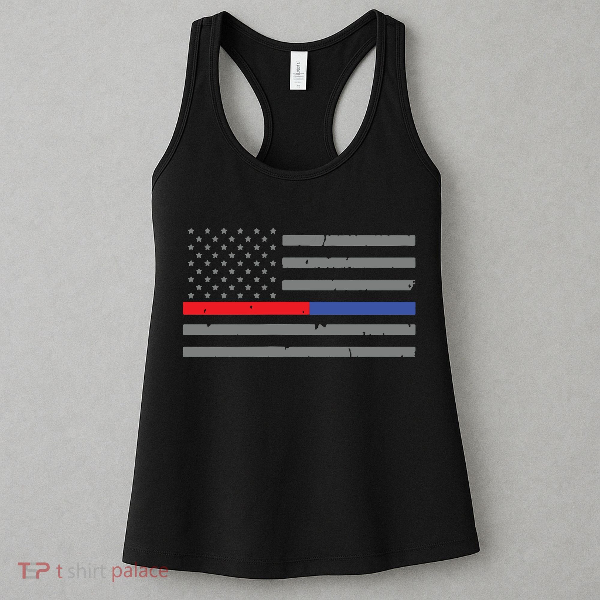 Firefighter Police Flag Thin Red Blue Line Women's Tank Top