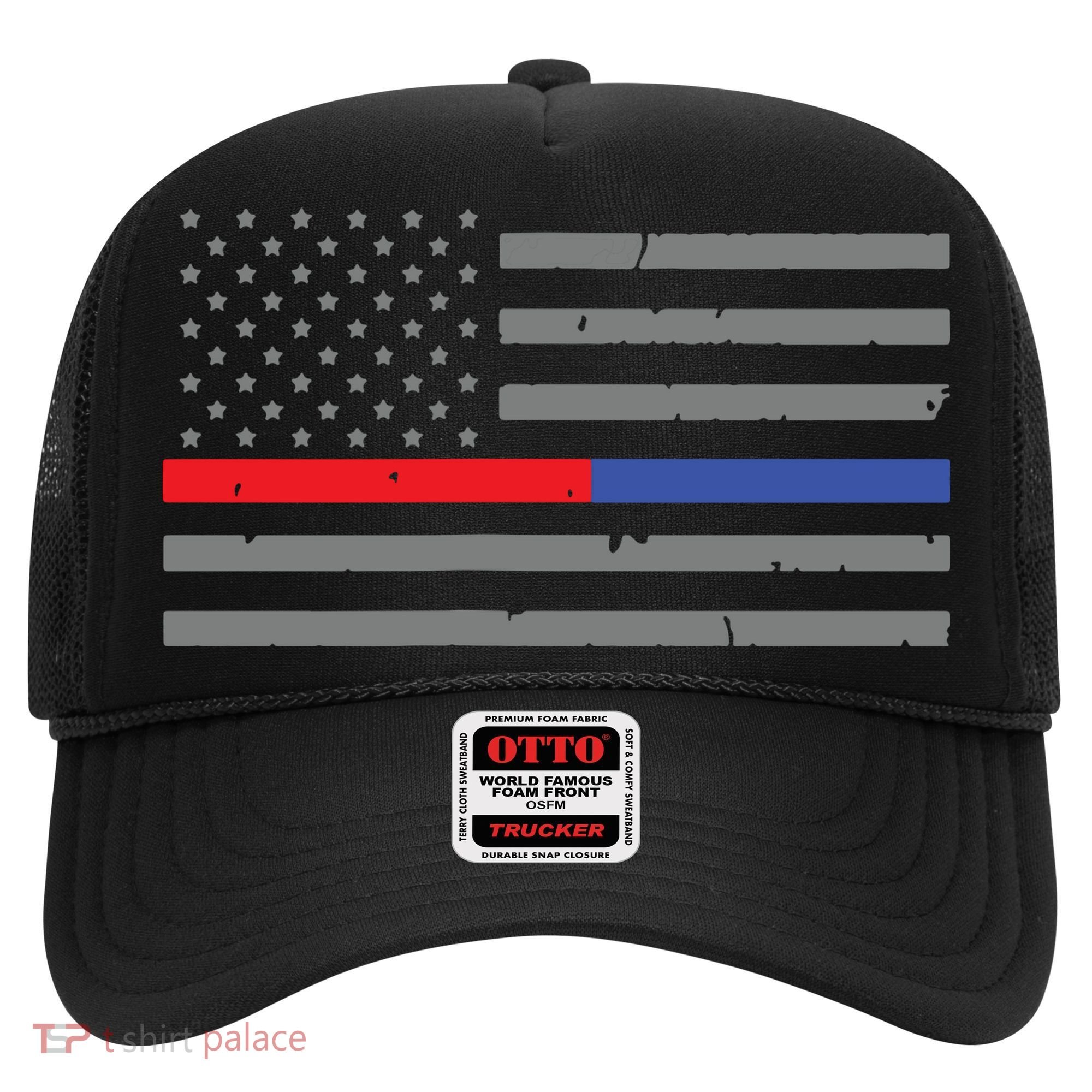 Firefighter Police Flag Thin Red Blue Line Hat