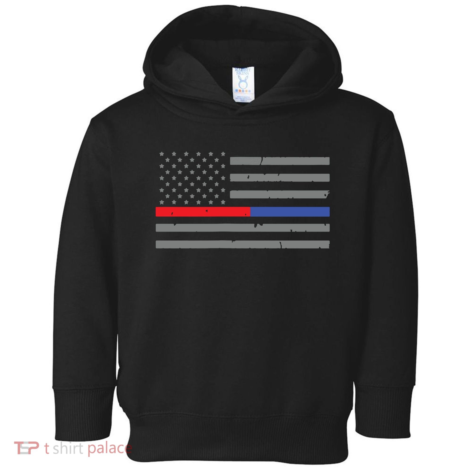 Firefighter Police Flag Thin Red Blue Line Toddler Hoodie