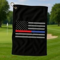 Firefighter Police Flag Thin Red Blue Line Golf Towel thumb 1