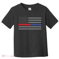 Firefighter Police Flag Thin Red Blue Line Toddler T-Shirt thumb 0
