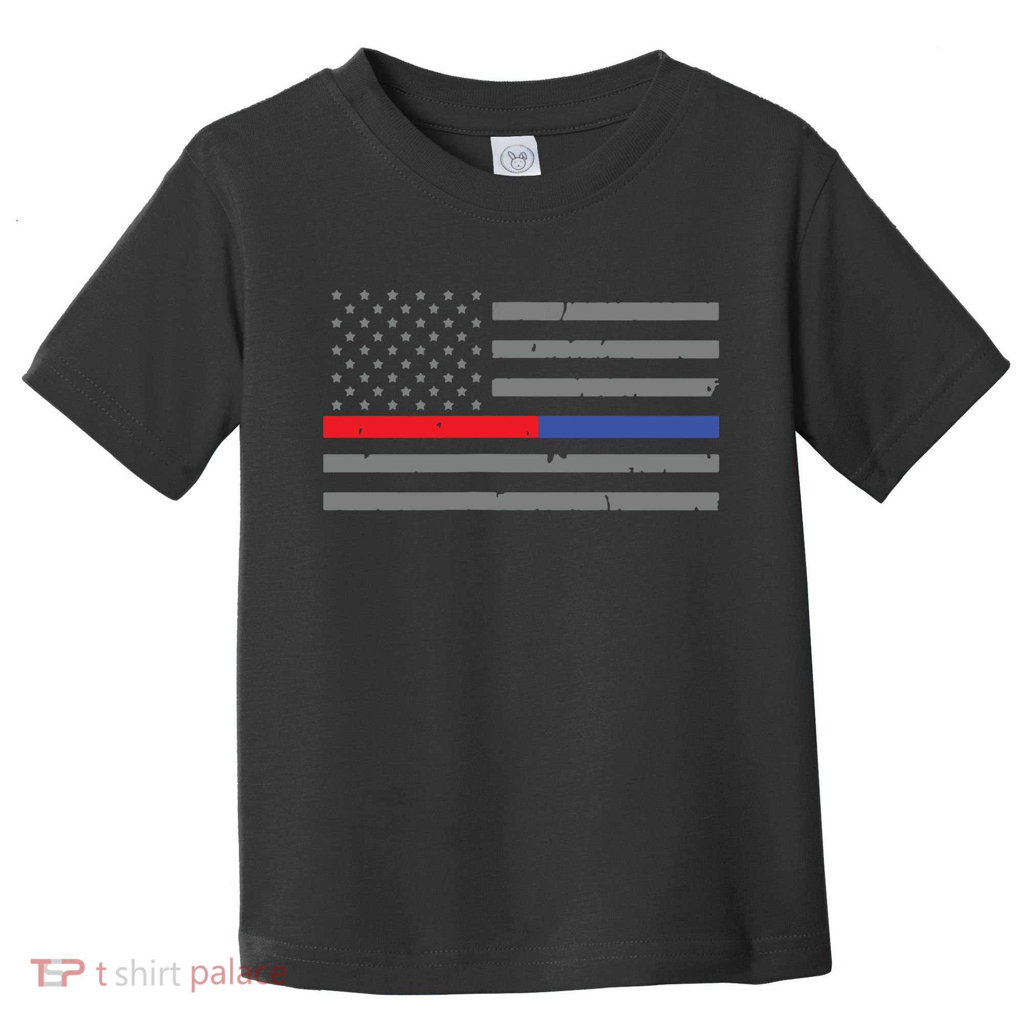 Firefighter Police Flag Thin Red Blue Line Toddler T-Shirt