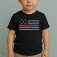 Firefighter Police Flag Thin Red Blue Line Toddler T-Shirt thumb 2