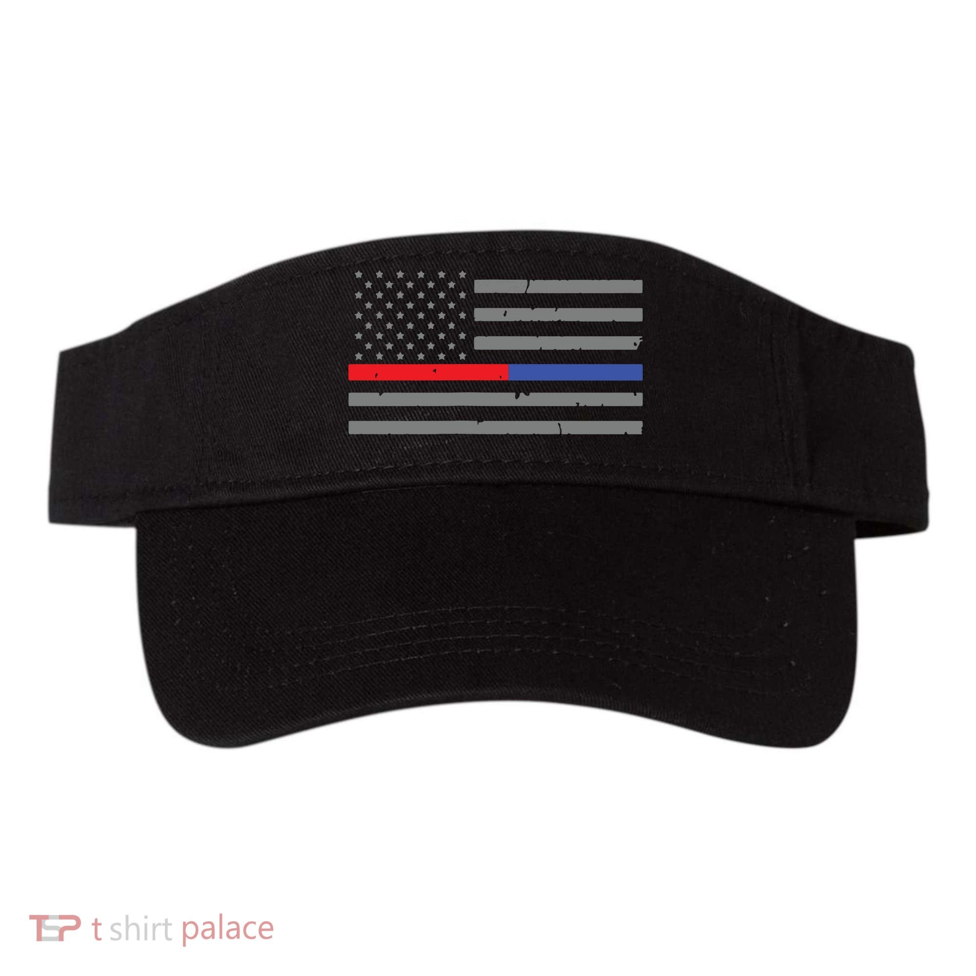 Firefighter Police Flag Thin Red Blue Line Visor