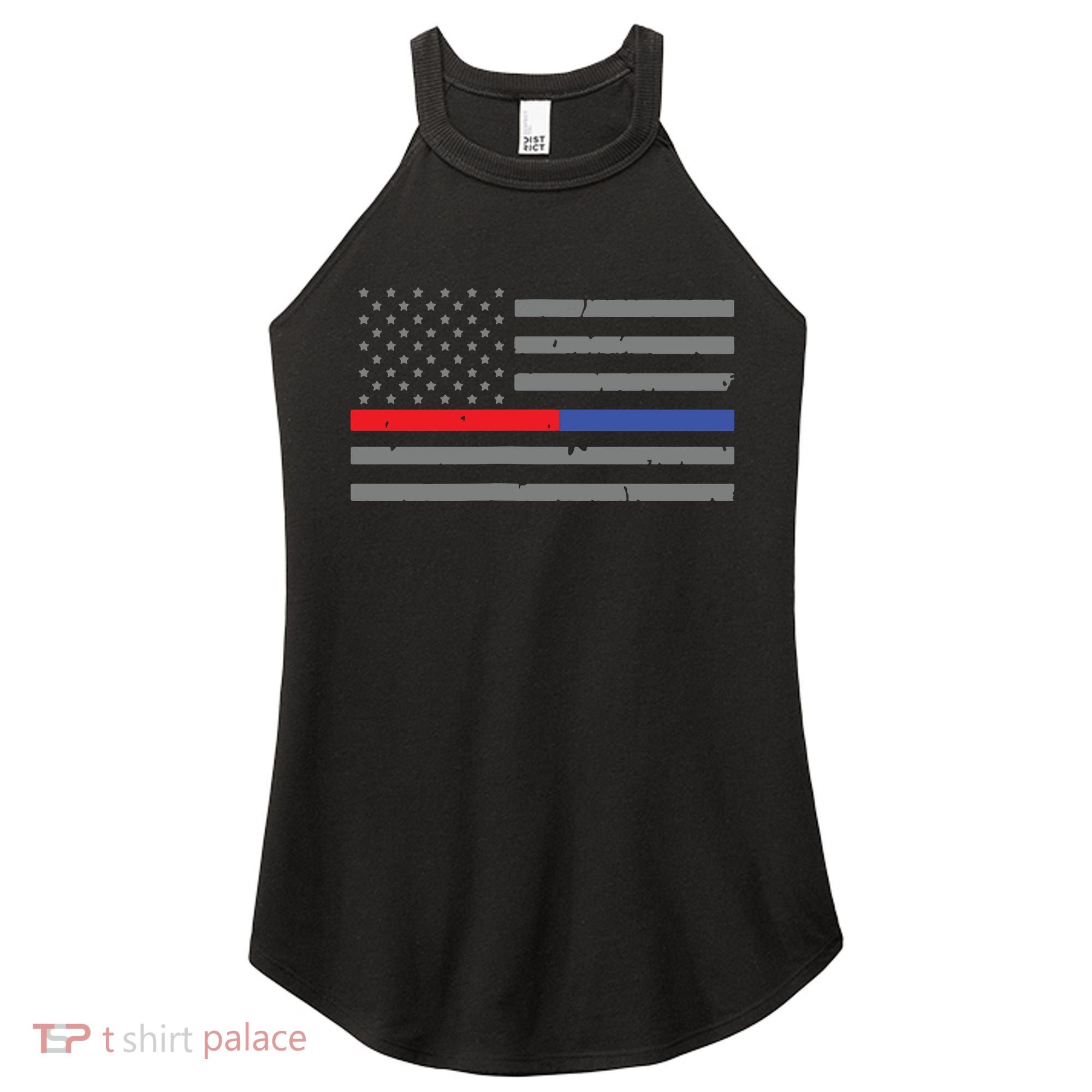 Firefighter Police Flag Thin Red Blue Line Women's Perfect Tri Rocker Tank
