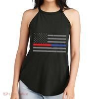 Firefighter Police Flag Thin Red Blue Line Women's Perfect Tri Rocker Tank thumb 2