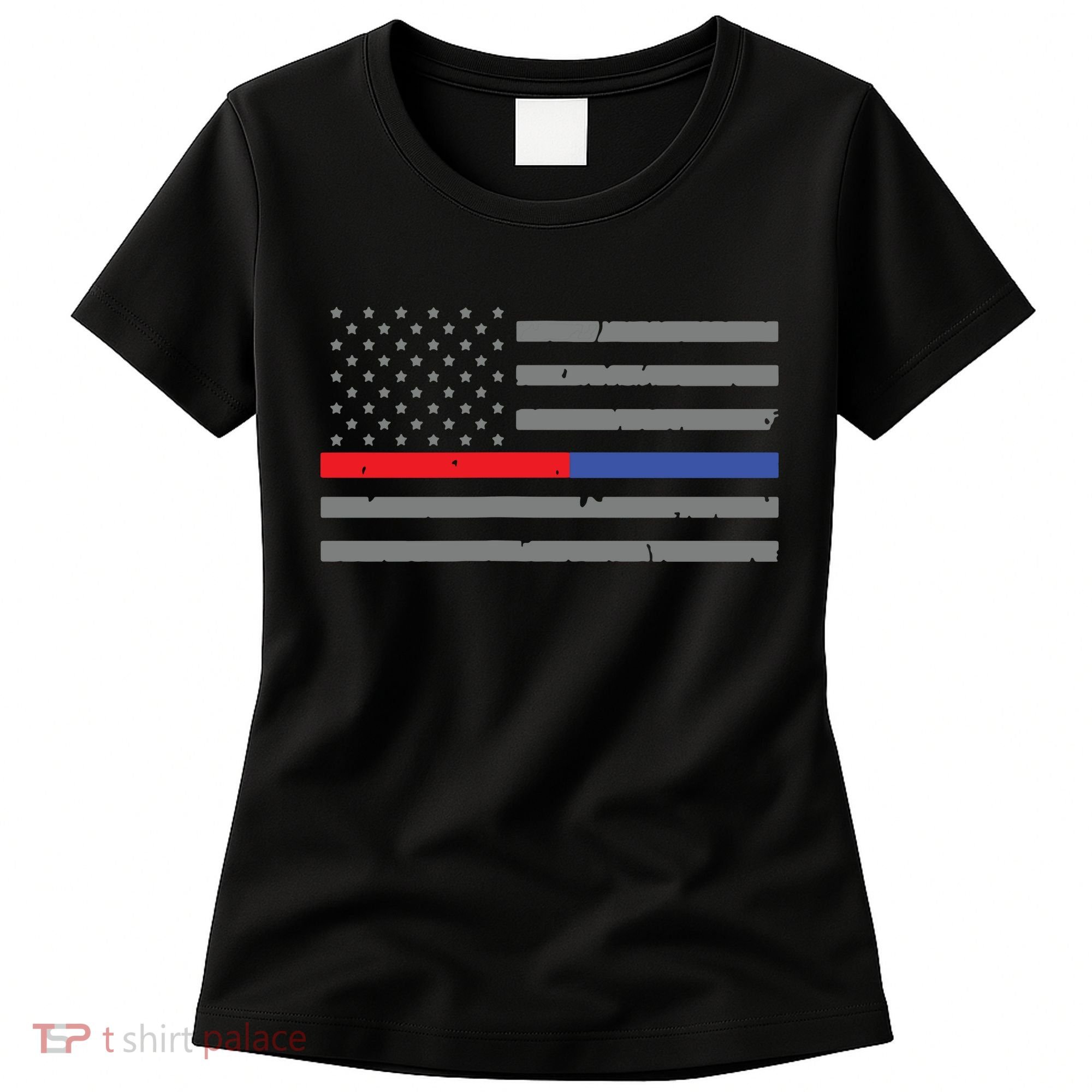 Firefighter Police Flag Thin Red Blue Line Women's T-Shirt