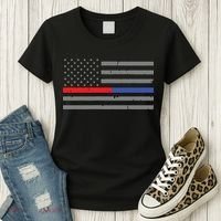 Firefighter Police Flag Thin Red Blue Line Women's T-Shirt thumb 3