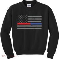 Firefighter Police Flag Thin Red Blue Line Kids Sweatshirt thumb 0