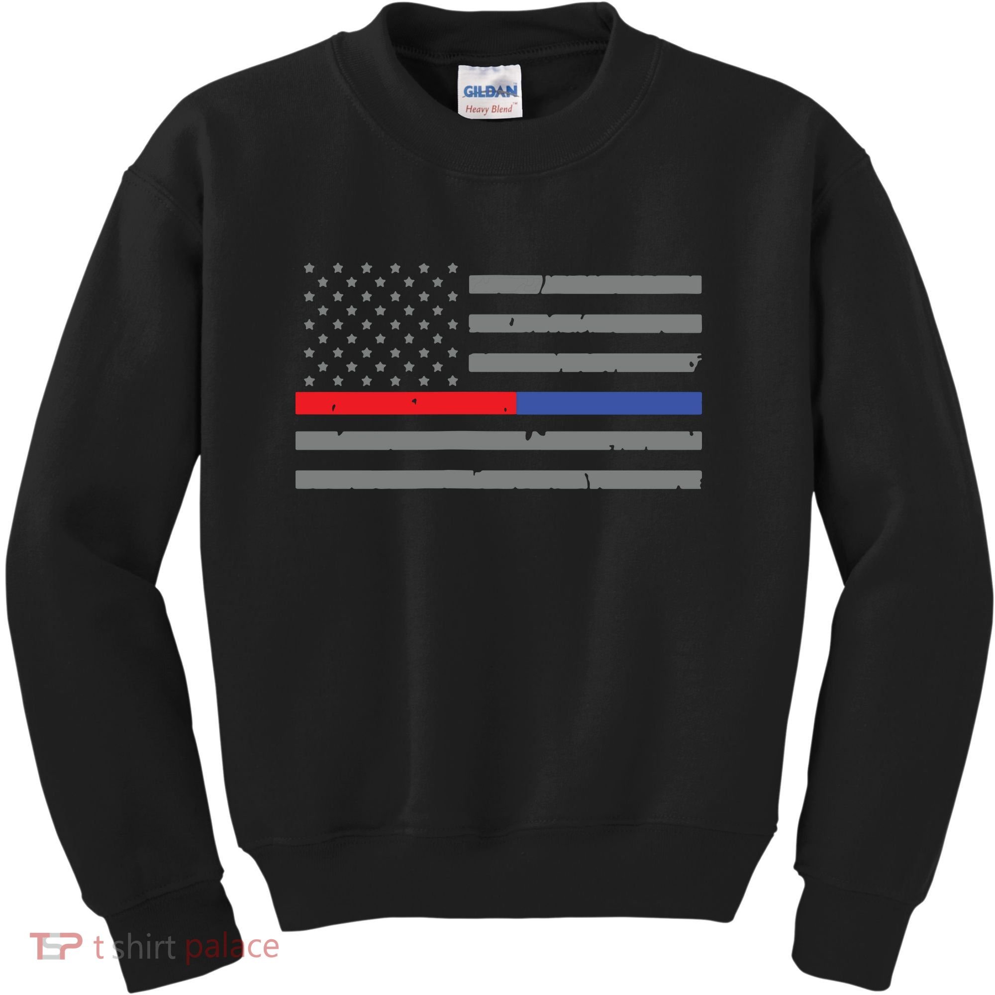 Firefighter Police Flag Thin Red Blue Line Kids Sweatshirt