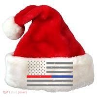 Firefighter Police Flag Thin Red Blue Line Santa Hat thumb 0