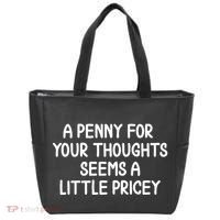 Funny Penny For Your Thoughts Sarcastic Joke Hilarious Cynical Sayings Graphic Tote Bag thumb 0