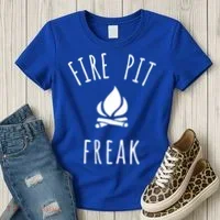 Fire Pit Freak Crazy Funny Gift Idea With Campfire Flames Great Gift Women's T-Shirt thumb 3