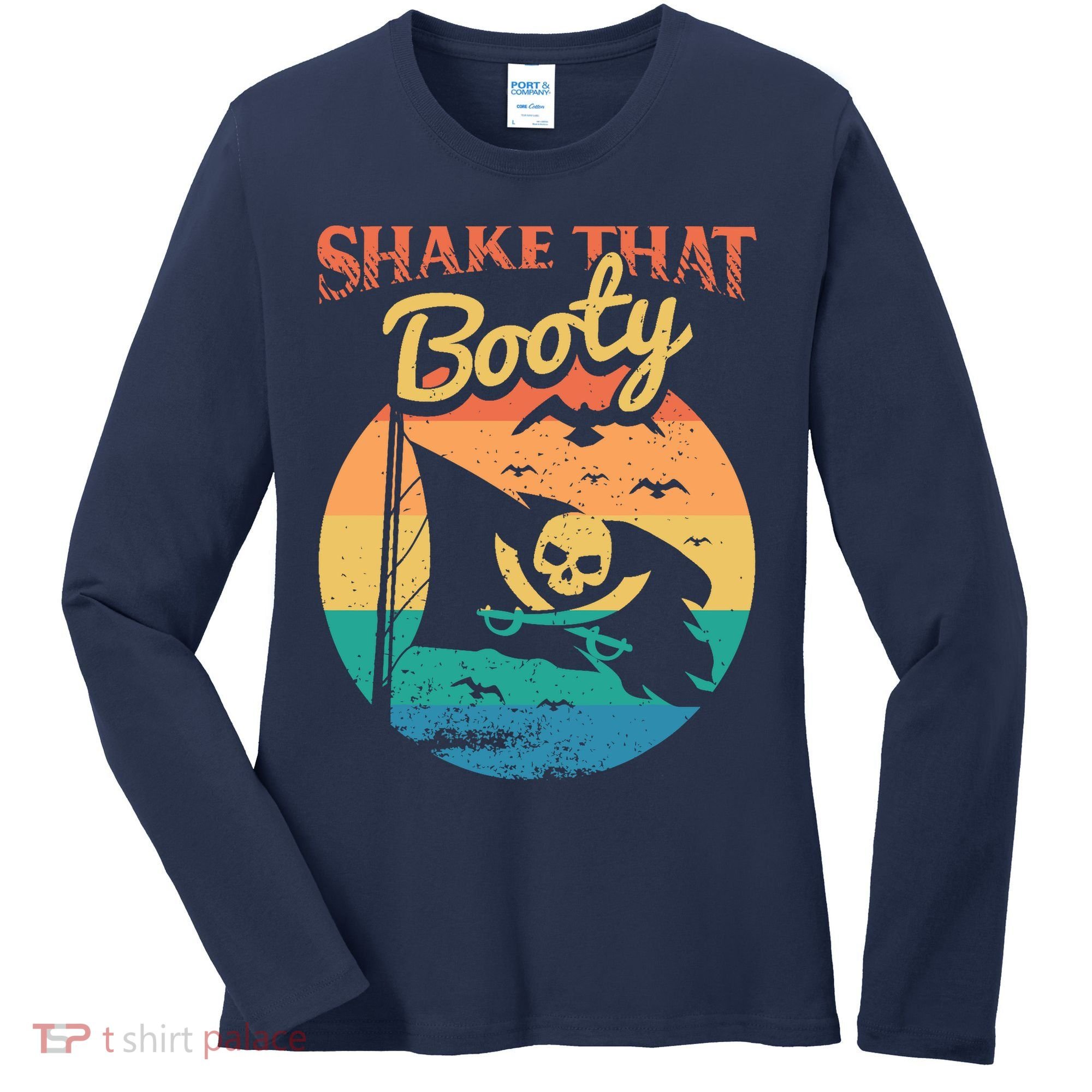 Funny Pirate Freebooter Buccaneer Caribbean Adventure Women's Long Sleeve Shirt