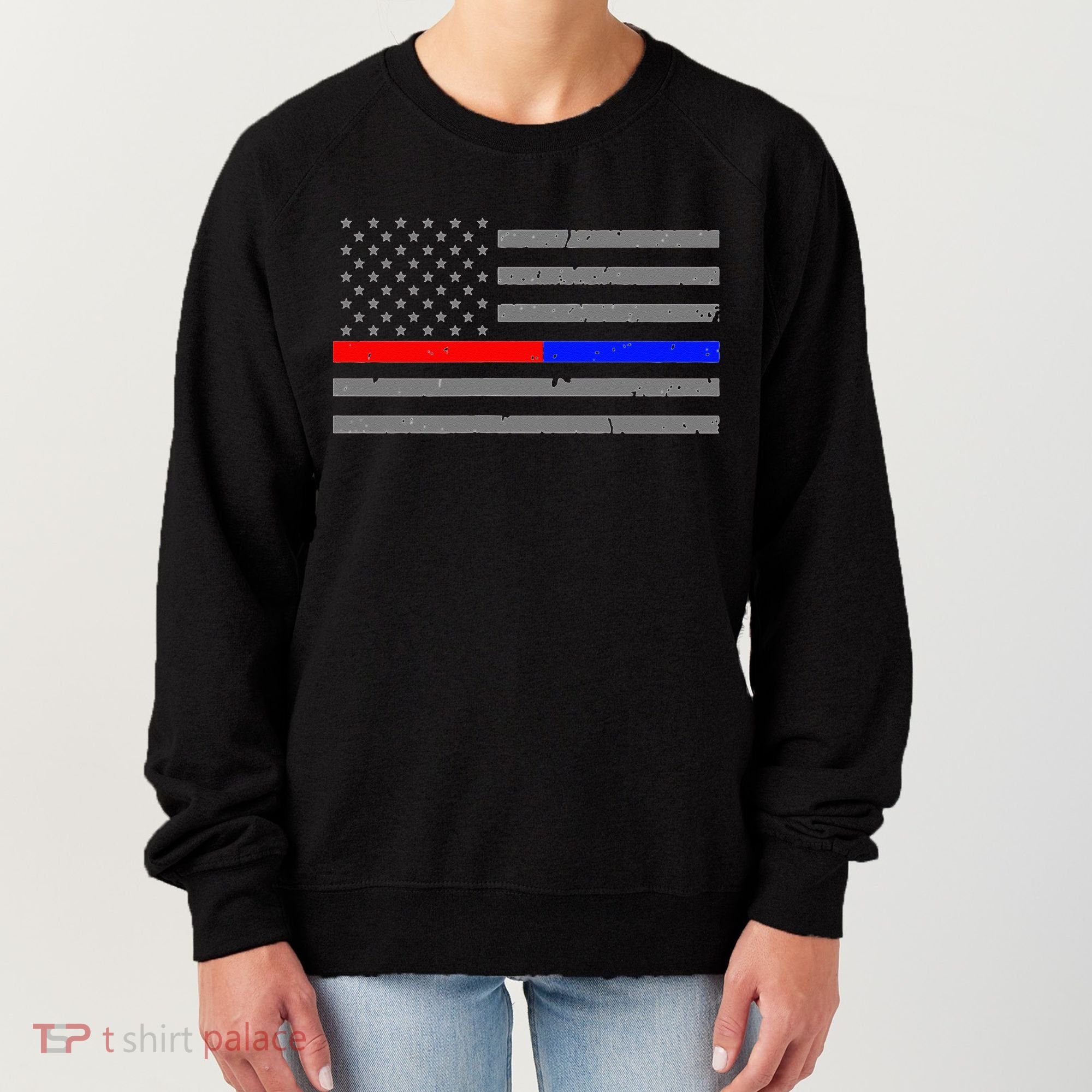 Firefighter Police Flag Thin Red Blue Line Women's Sweatshirt