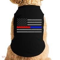 Firefighter Police Flag Thin Red Blue Line Doggie Tank thumb 0