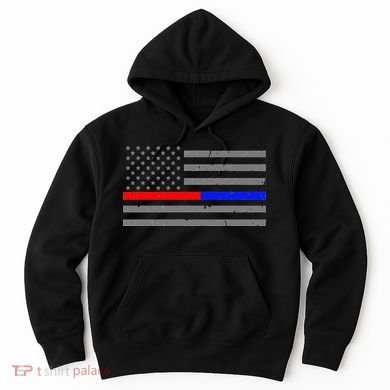 Firefighter Police Flag Thin Red Blue Line Hoodie