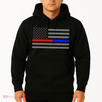 Firefighter Police Flag Thin Red Blue Line Hoodie thumb 2