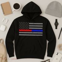 Firefighter Police Flag Thin Red Blue Line Hoodie thumb 3