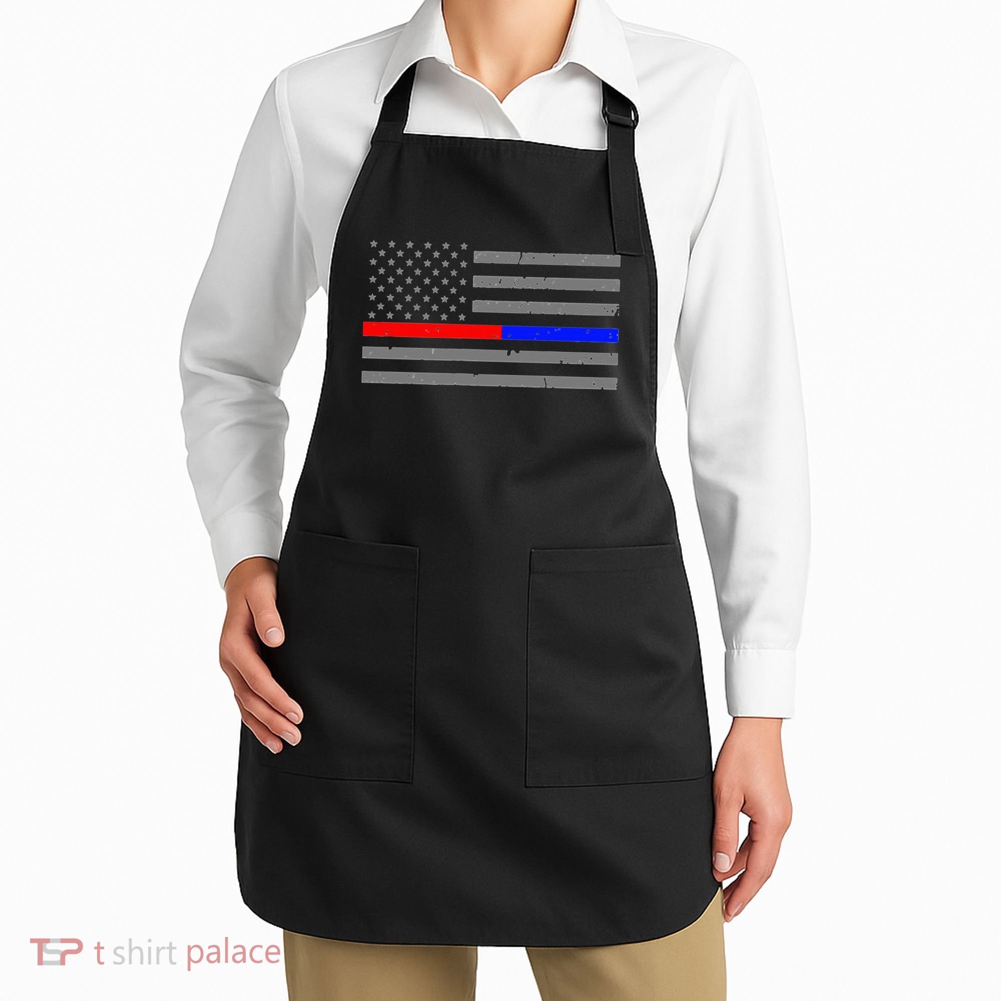 Firefighter Police Flag Thin Red Blue Line Apron