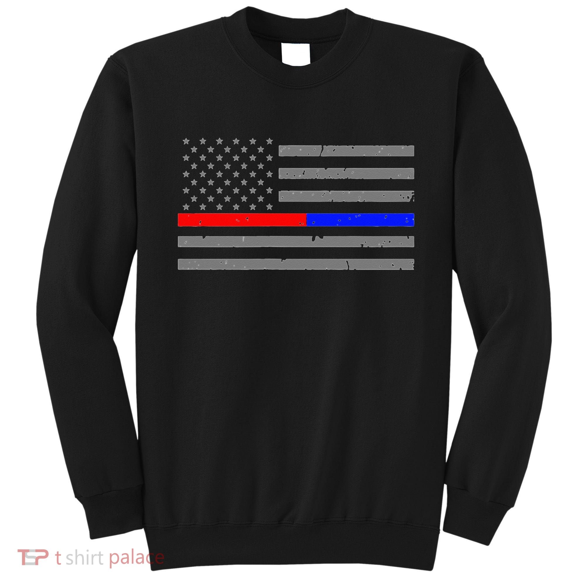 Firefighter Police Flag Thin Red Blue Line Sweatshirt