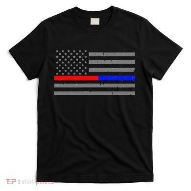 Firefighter Police Flag Thin Red Blue Line T-Shirt