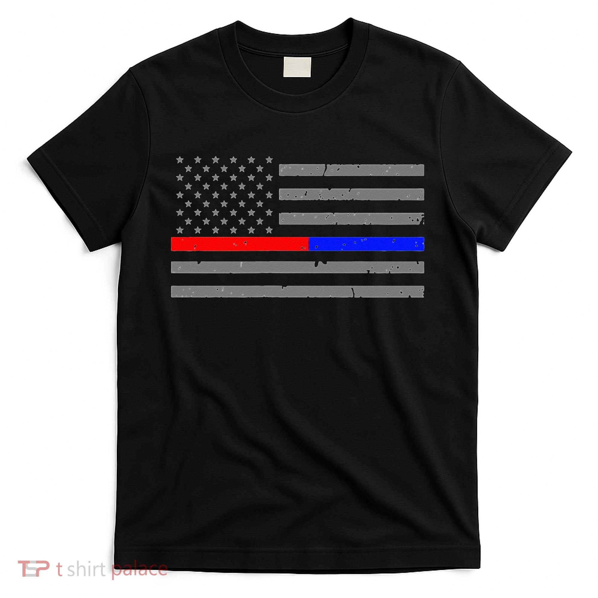 Firefighter Police Flag Thin Red Blue Line T-Shirt