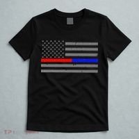 Firefighter Police Flag Thin Red Blue Line T-Shirt thumb 5