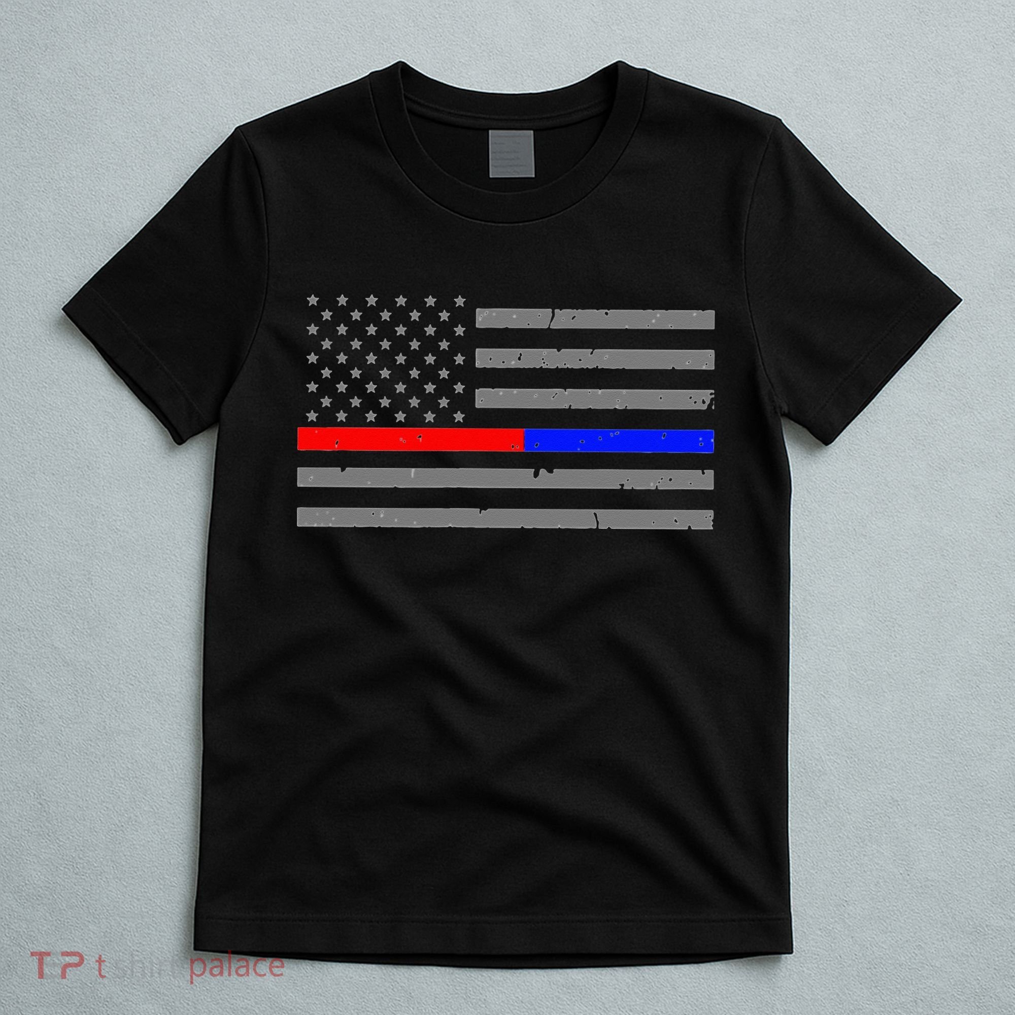 Firefighter Police Flag Thin Red Blue Line T-Shirt
