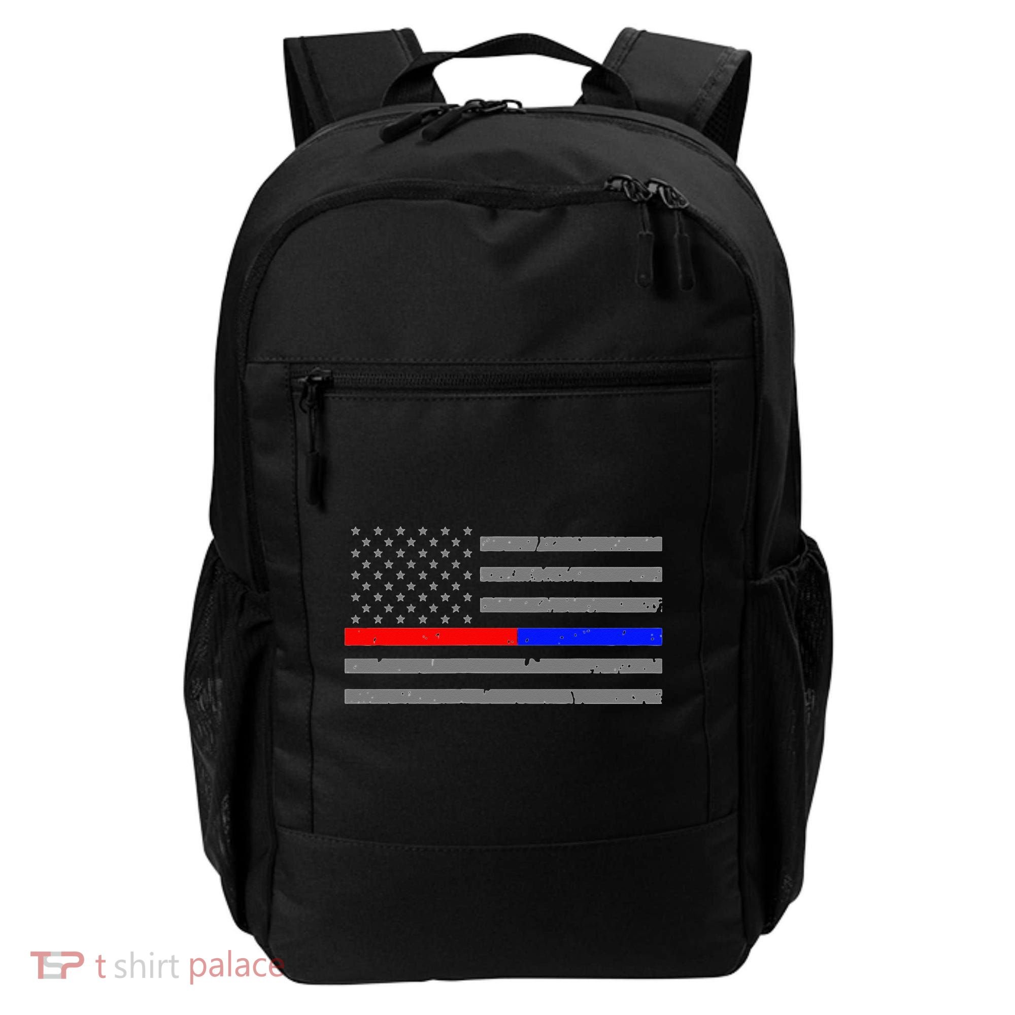 Firefighter Police Flag Thin Red Blue Line Backpack