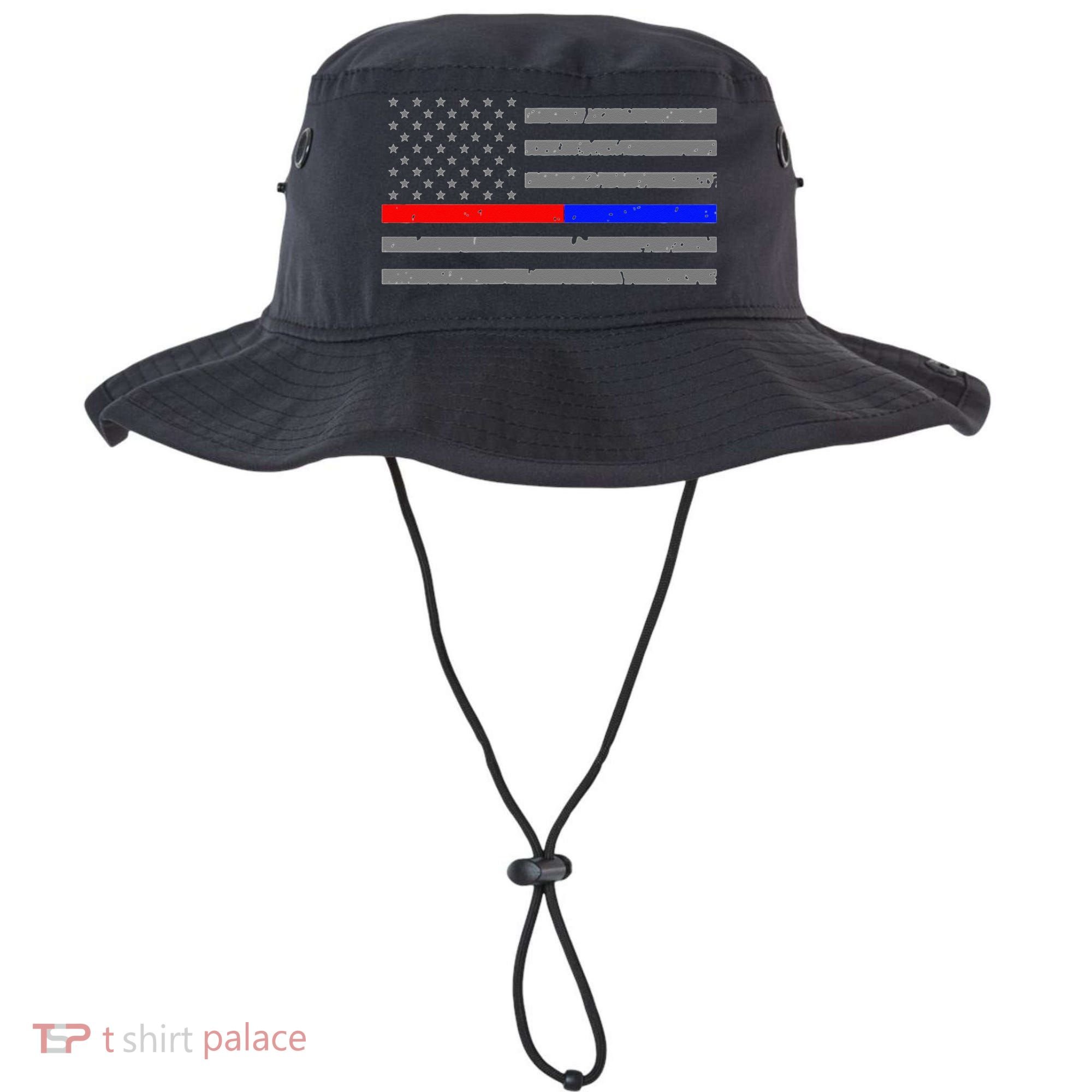 Firefighter Police Flag Thin Red Blue Line Bucket Hat