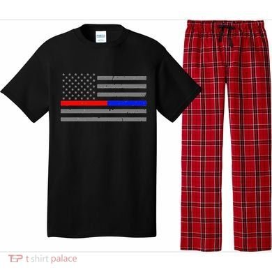 Firefighter Police Flag Thin Red Blue Line Pajama Set